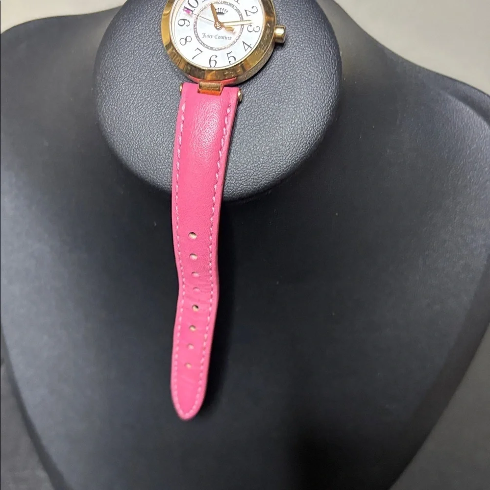 Juicy Couture Gold Watch Pink Leather Strap Working